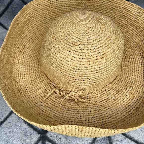 Onigo Genuine Raffia Raphia Handmade in Madagascar Sun Hat with bow - Picture 3 of 7